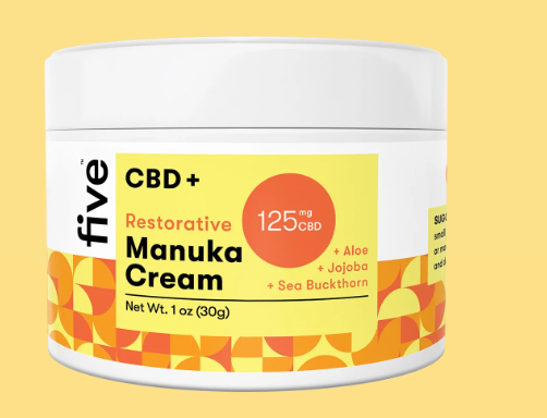 five CBD+ Restorative Manuka Cream 125 mg CBD Net Wt. 1 oz (30g) + Aloe + Jojoba + Sea Buckthorn