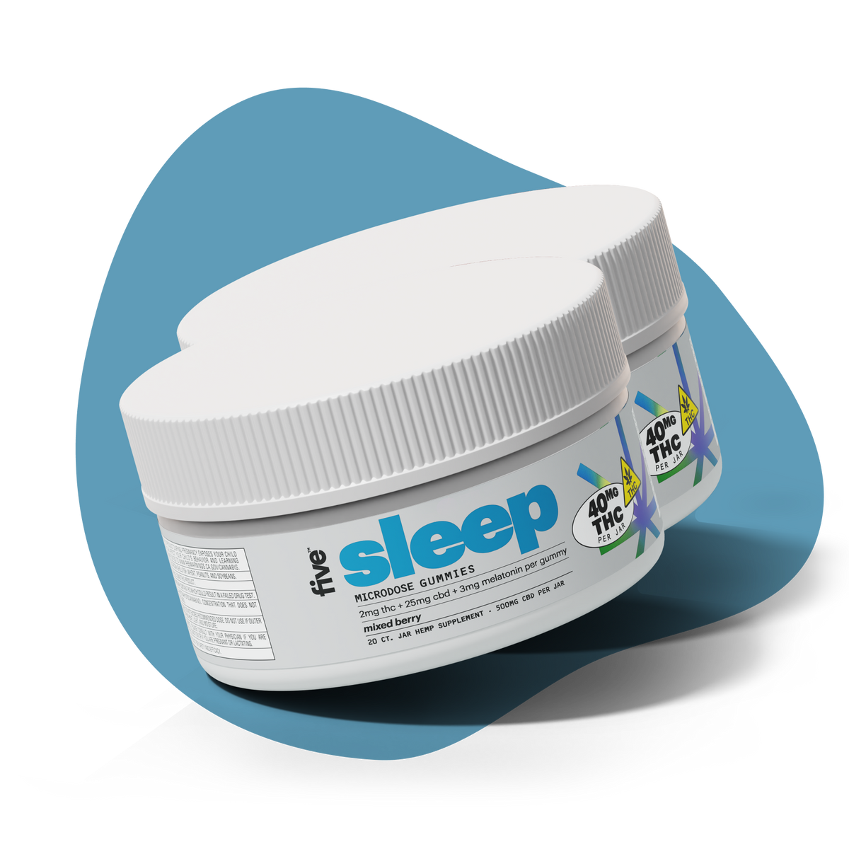 five sleep MICRODOSE GUMMIES mixed berry 40MG THC PER JAR