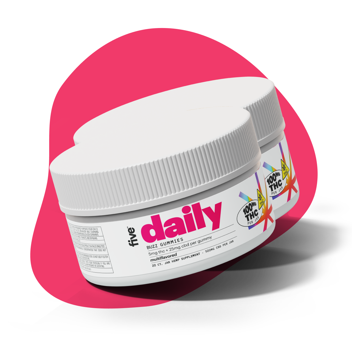 Two containers of Daily Buzz THC Gummies